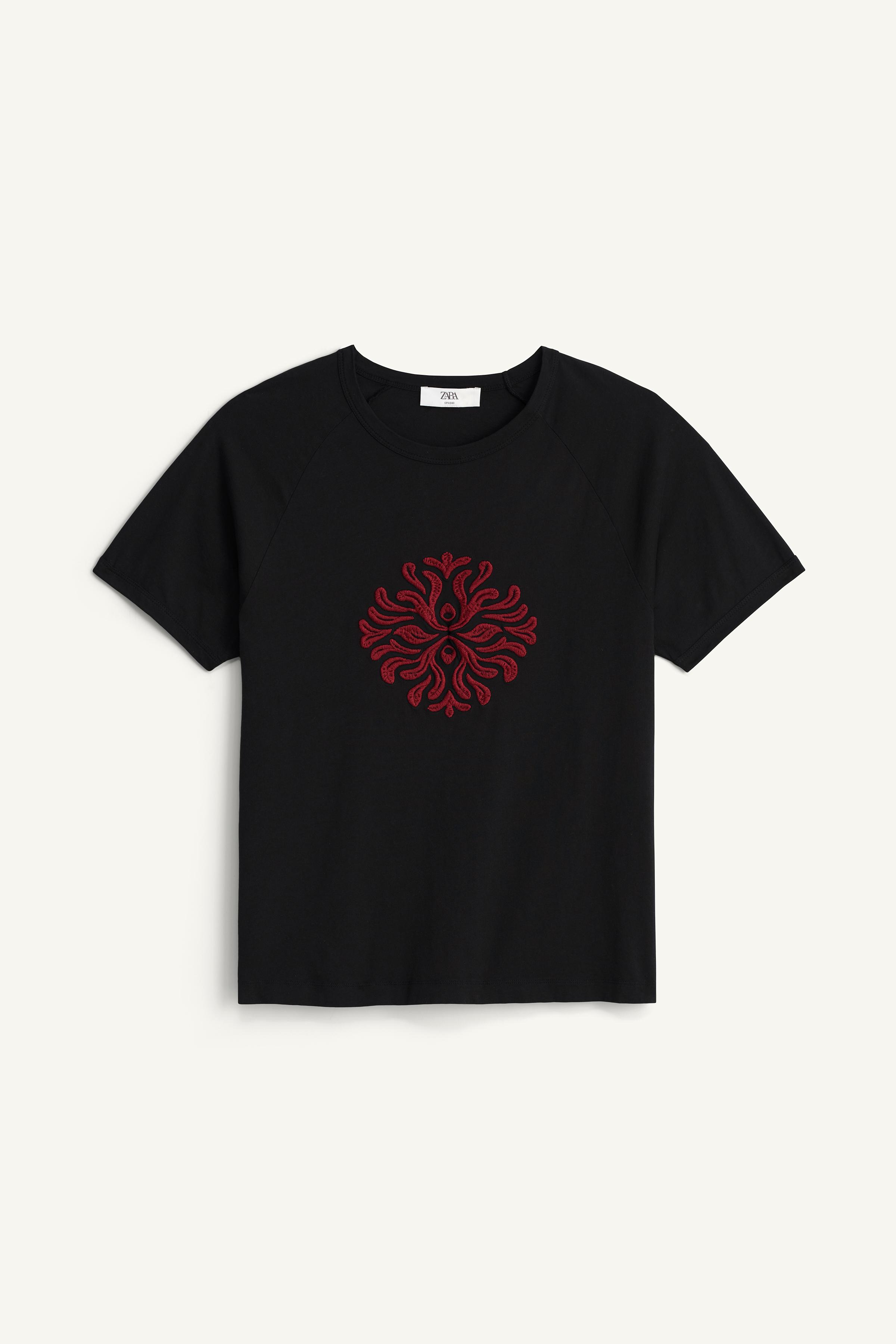T-SHIRT RELAXED FIT BRODÉ CORAIL