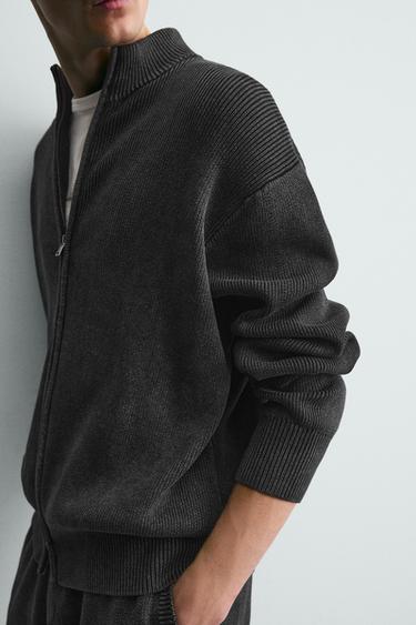 GILET EN MAILLE STRUCTURÉE LAVÉE - Bleu marine de Zara - Image 5