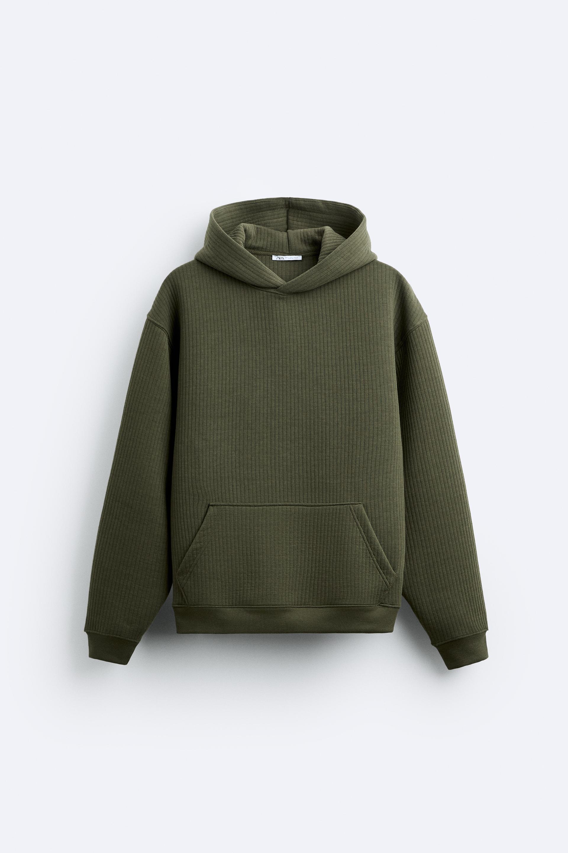 QUILTED HOODED SWEATSHIRT - Gray