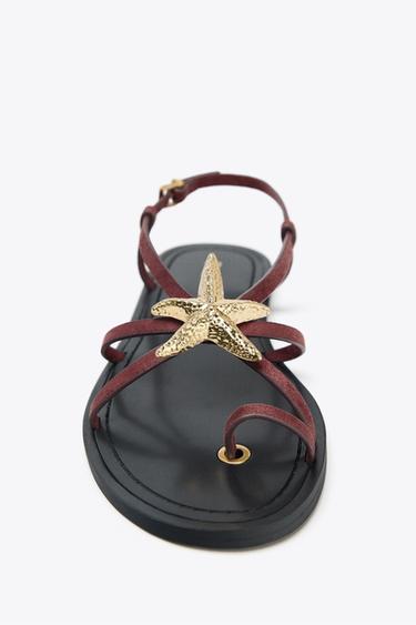 SANDALES À BRIDES ET DÉTAIL MÉTALLIQUE - Bordeaux de Zara - Image 3
