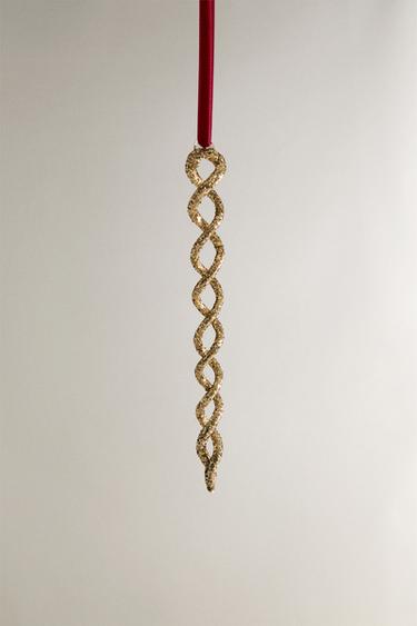 Zara SPIRAL GLITTERY CHRISTMAS TREE ORNAMENT - Golden