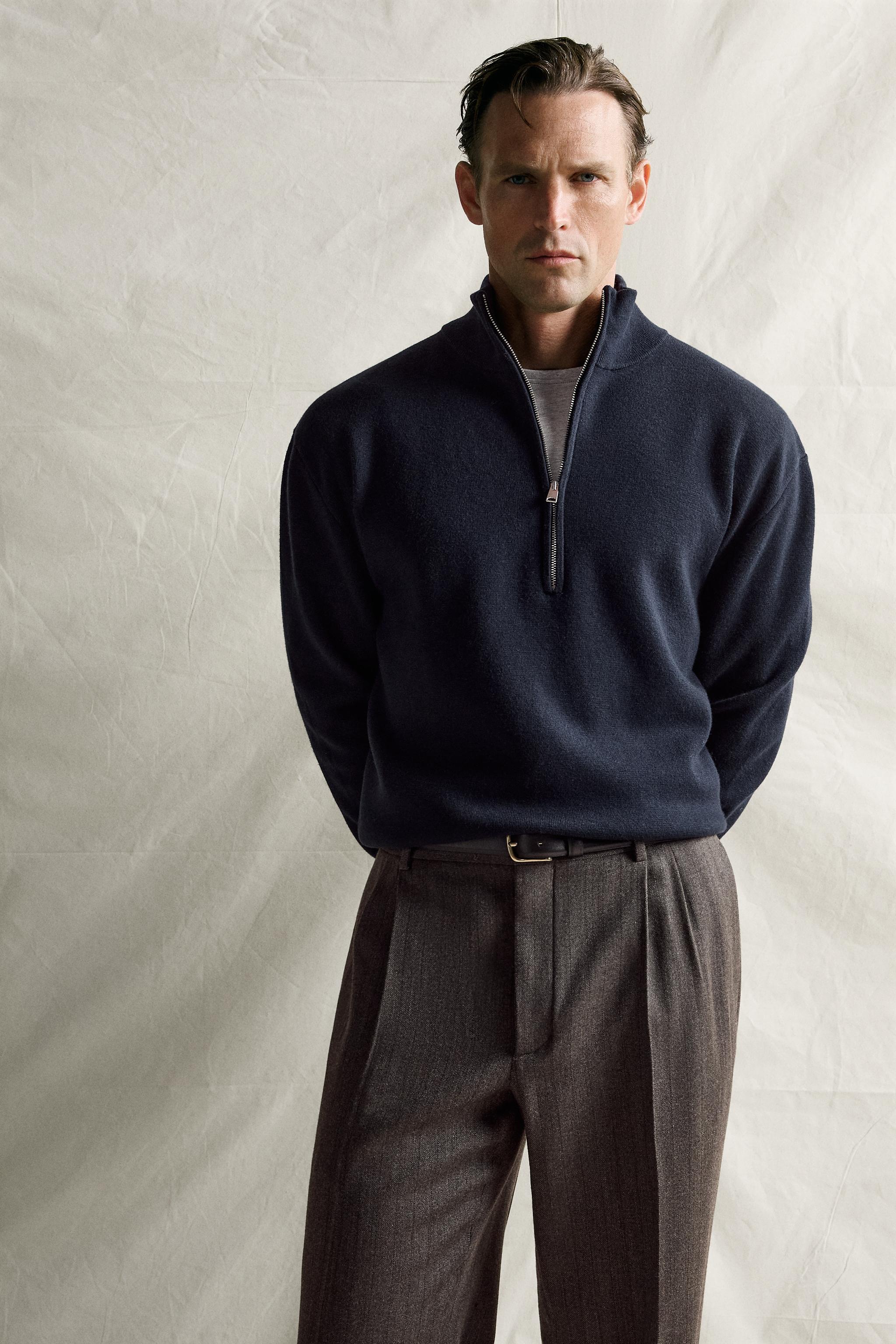PULL COL ZIPPÉ COTON - LAINE