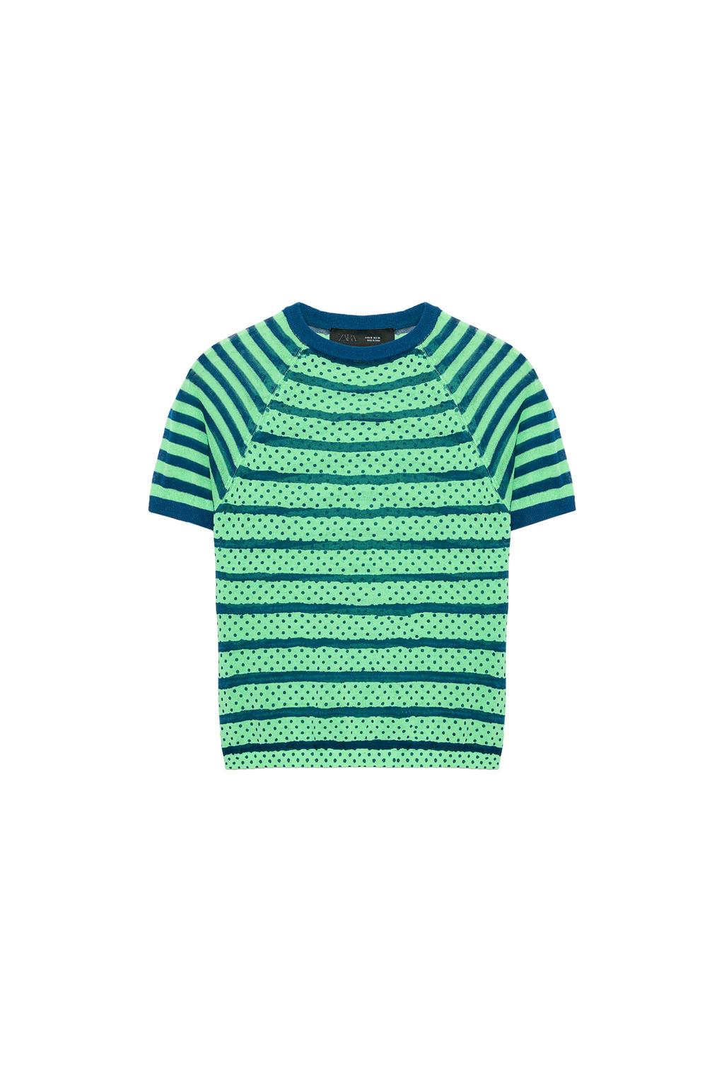 STRIPED POLKA DOT KNIT TOP - image 3