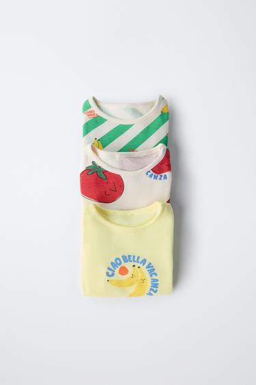 Zaras TREPACK BODIES MED TRYCK AV TOMATER OCH RANDER - Flerfärgad