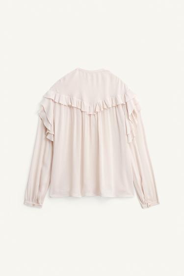 RUFFLED BLOUSE WITH BOW LIMITED EDITION - Beige-pink by Zara - Image 5