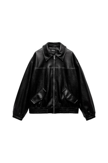 FAUX LEATHER BOMBER