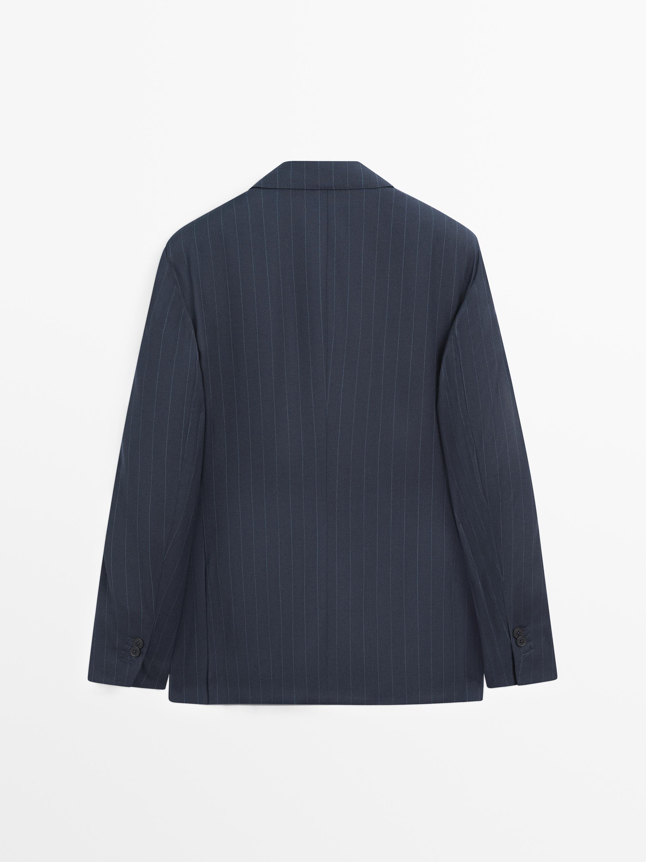 100% wool pinstriped suit blazer
