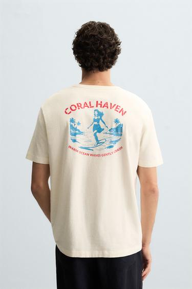 CONTRAST GRAPHIC T-SHIRT - Ecru by Zara - Image 2