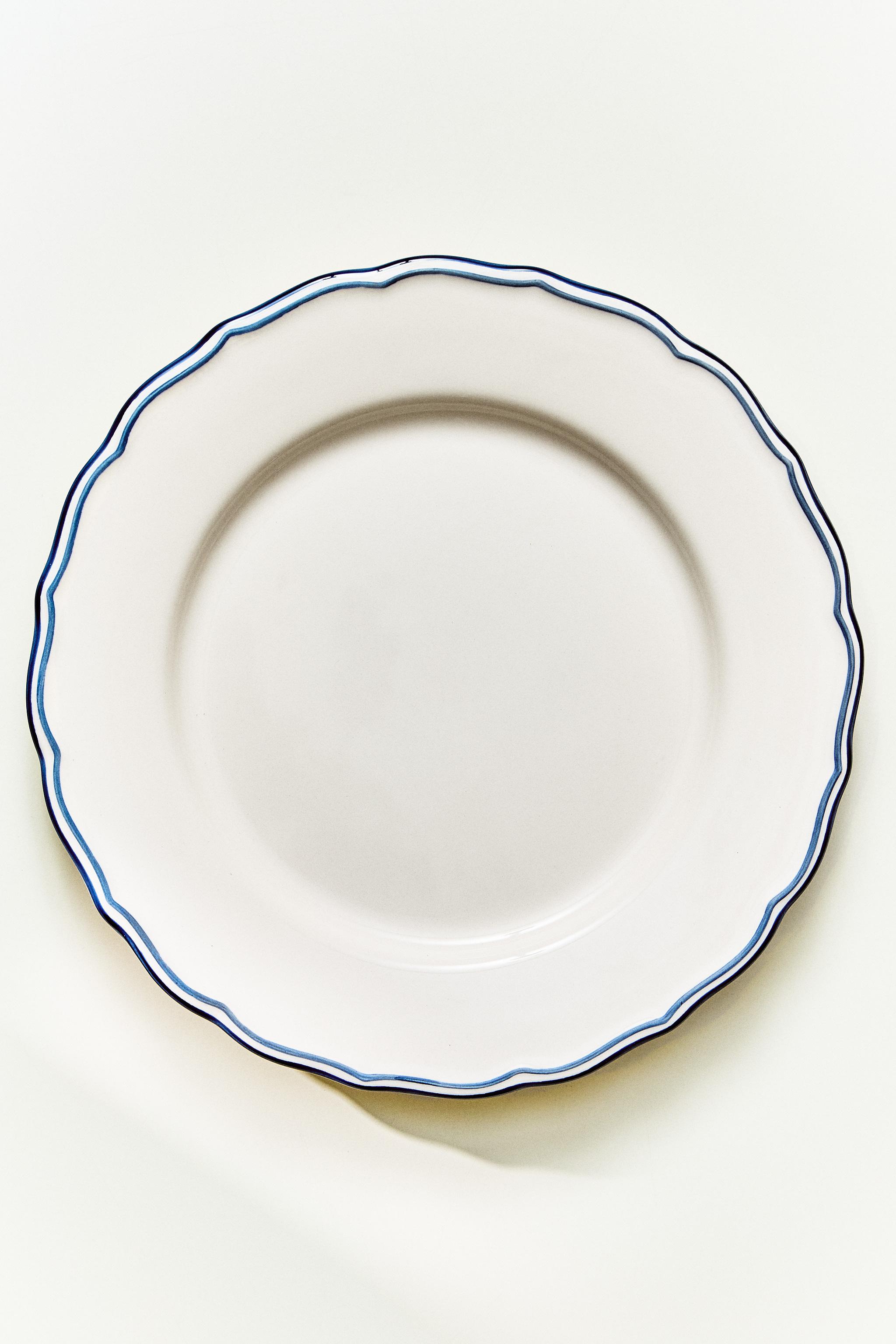 ASSIETTE PLATE FAÏENCE ONDULÉE FILET