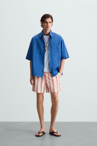 CAMISA BOXY FIT - Azulón de Zara - Imagen 0