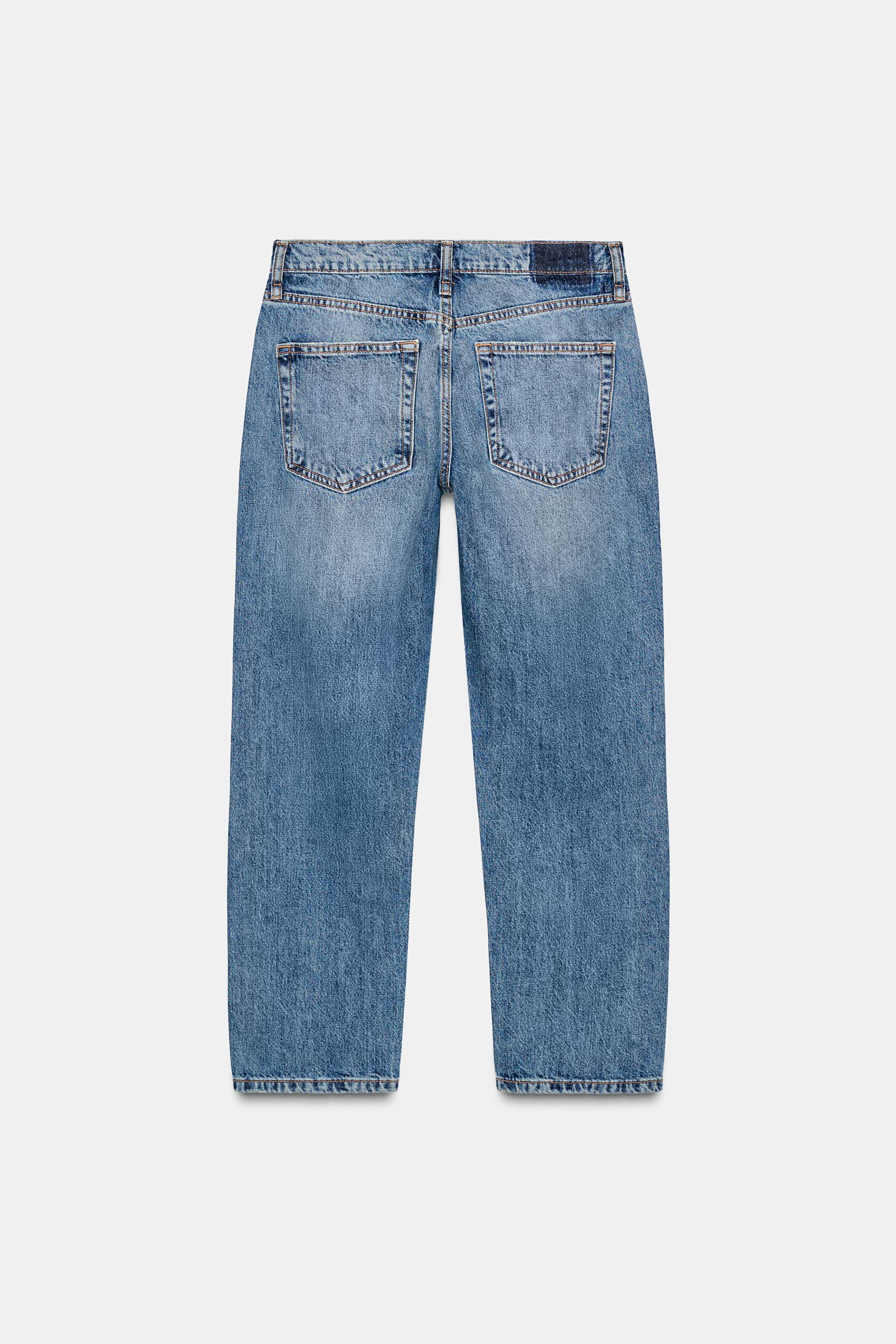 Jean Cropped Taille Haute Zara Basic Z1975 - Taille EU38 (UK10) - Denim Délavé Milieu, Effet Usé - Neuf Avec étiquettes