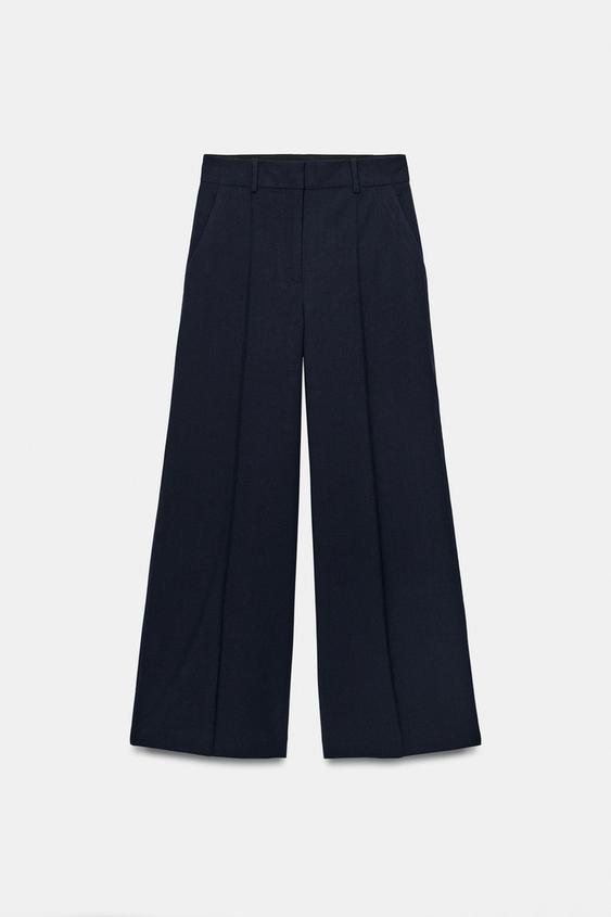 ZW COLLECTION WIDE-LEG TROUSERS - Navy blue by Zara - Image 7