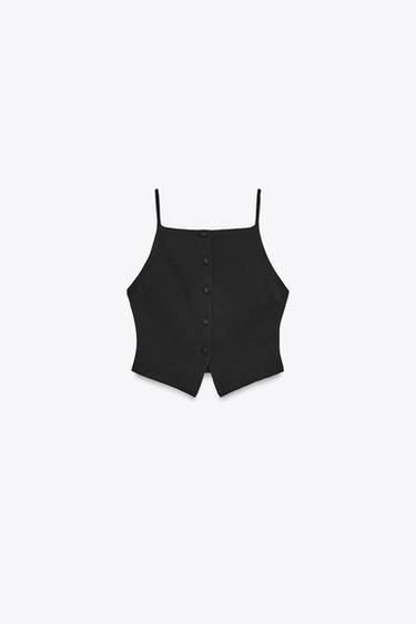 TOP CHALECO BOTONES - Negro de Zara - Imagen 0