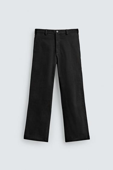 FLARE FIT TWILL TROUSERS - Black by Zara