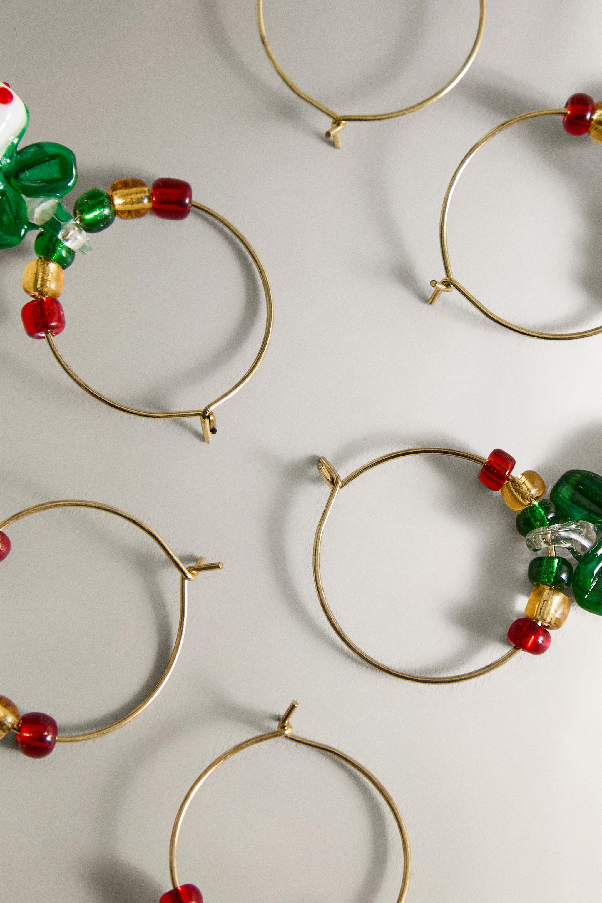 LOT DE MARQUE-VERRES EN VERRE CADEAUX DE NOËL (LOT DE 6)