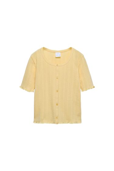 BUTTONED POINTELLE T-SHIRT
