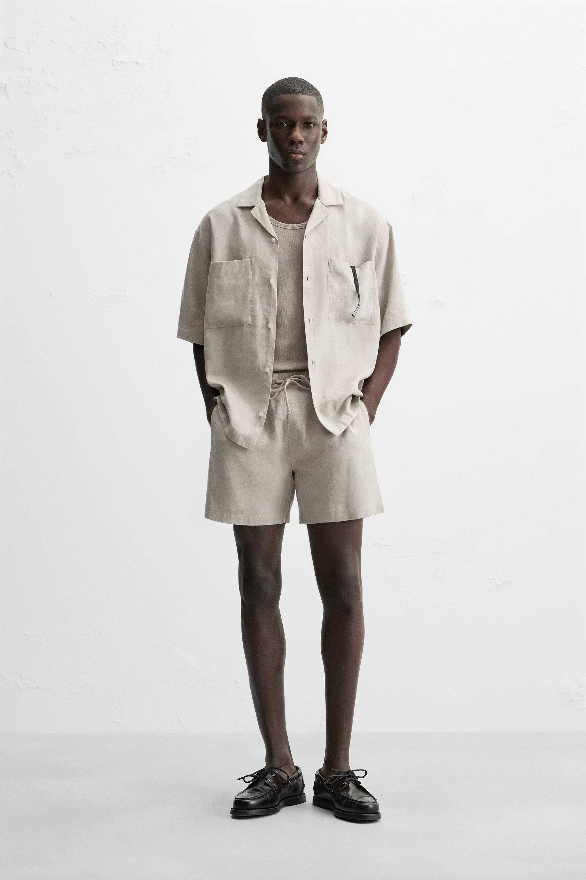 100% LINEN BERMUDA SHORTS White ZARA India