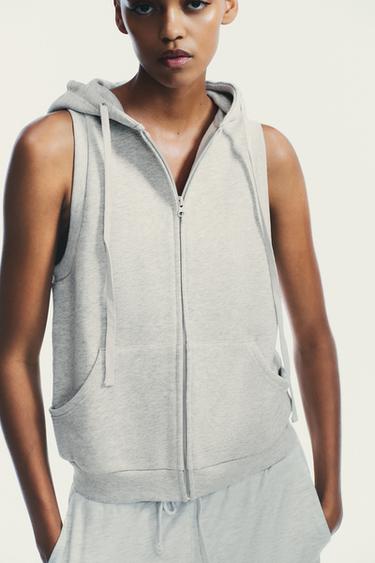 FLEECE HOODED GILET - Grey marl by Zara - Image 1