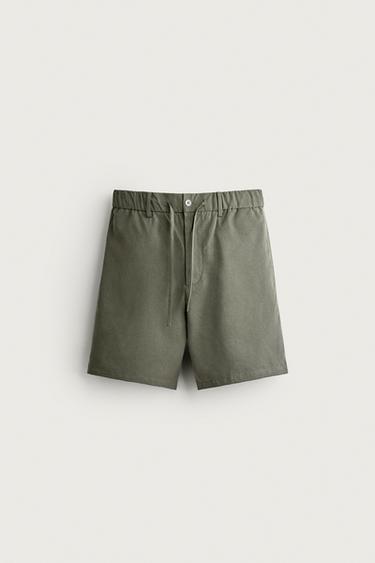 Zaras SHORTS I FLUID MODELL MED LÖS PASSFORM - Mörkgrön