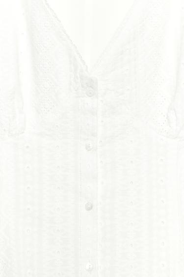 SHORT DRESS WITH CUTWORK EMBROIDERY - Oyster-white by Zara - Image 9