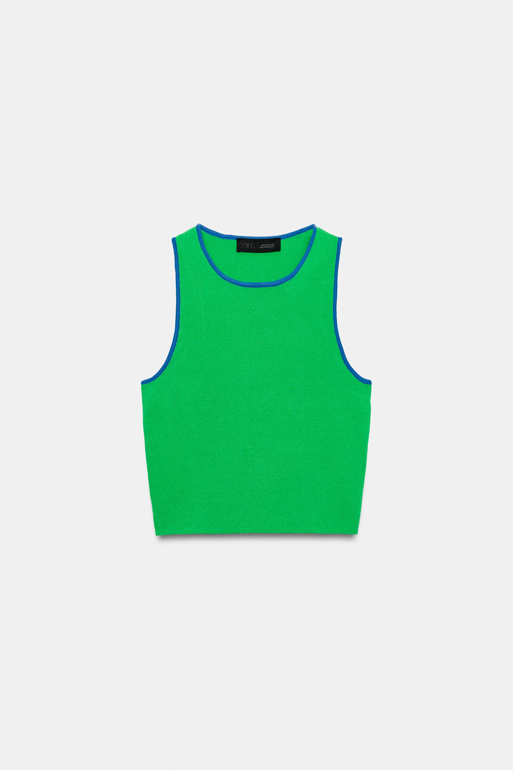 Zara CONTRAST TRIM KNIT CROP TOP — фото 4