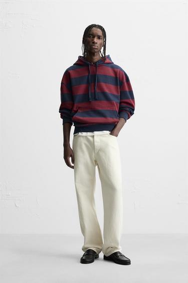 STRIPED HOODIE - Red by Zara - Image 0