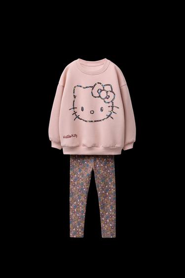 HELLO KITTY © SANRIO FLORAL SWEATSHIRT AND LEGGINGS SET - Chalk pink by Zara - Image 0