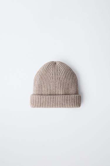 Zara BASIC KNIT HAT - taupe brown