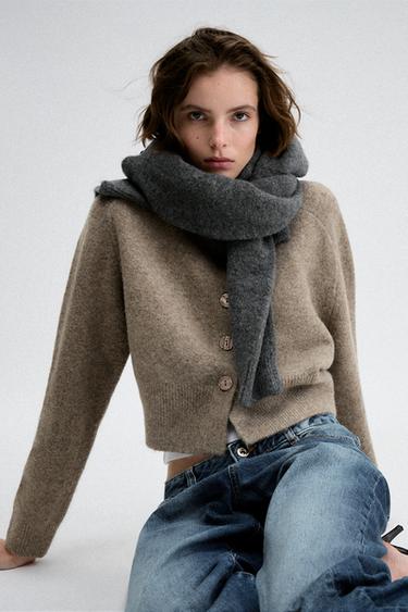 Zara SOFT KNIT CARDIGAN - Metal taupe brown