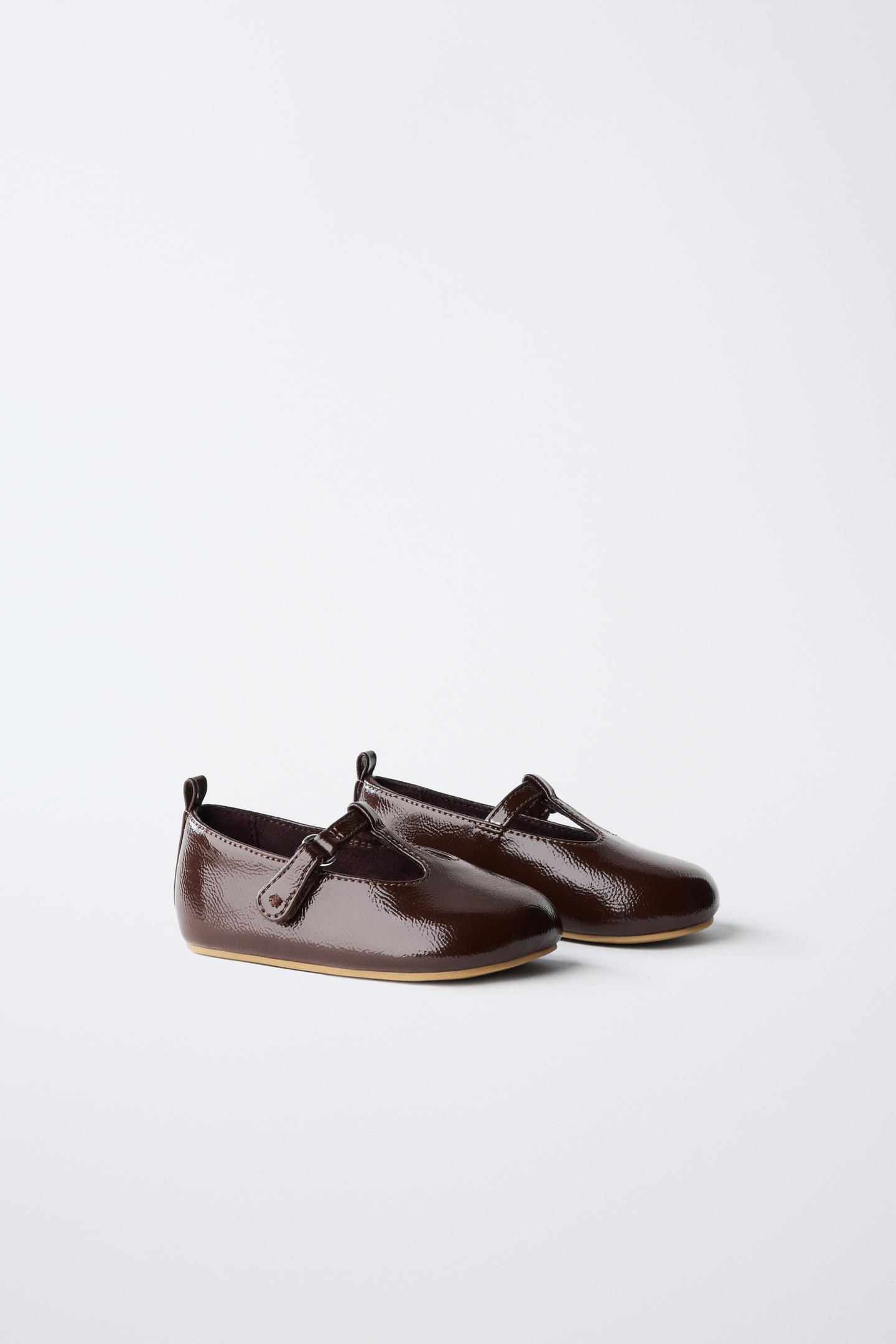 Детские балетки Zara Barefoot Patent Ballet Flats, цвет: Коричневый — фото 2