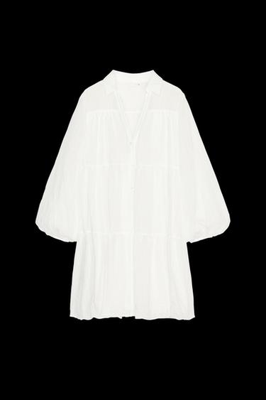 KURZES KLEID MIT STOFFBAHNEN - Cremefarben von Zara - Bild 0