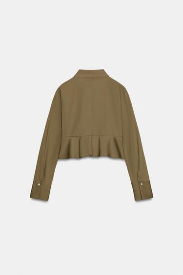 CHEMISE EN POPELINE À BOUTONS - Kaki foncé de Zara - Image 6