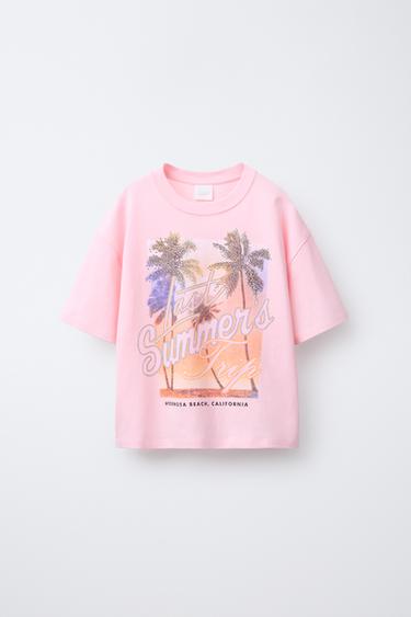 تيشرت FESTIVAL STRASS - وردي الخاص بـ Zara