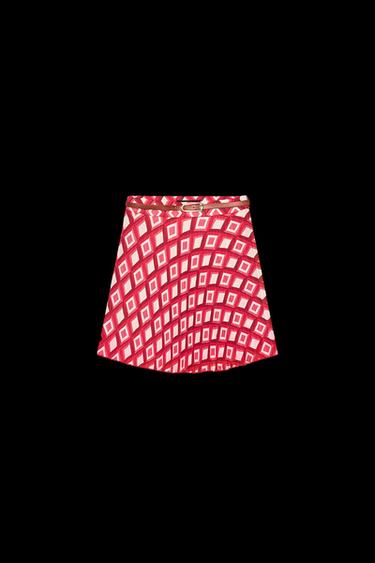 Zara GEOMETRIC PRINT MINI SKIRT WITH BELT - Multicolored - Image 0