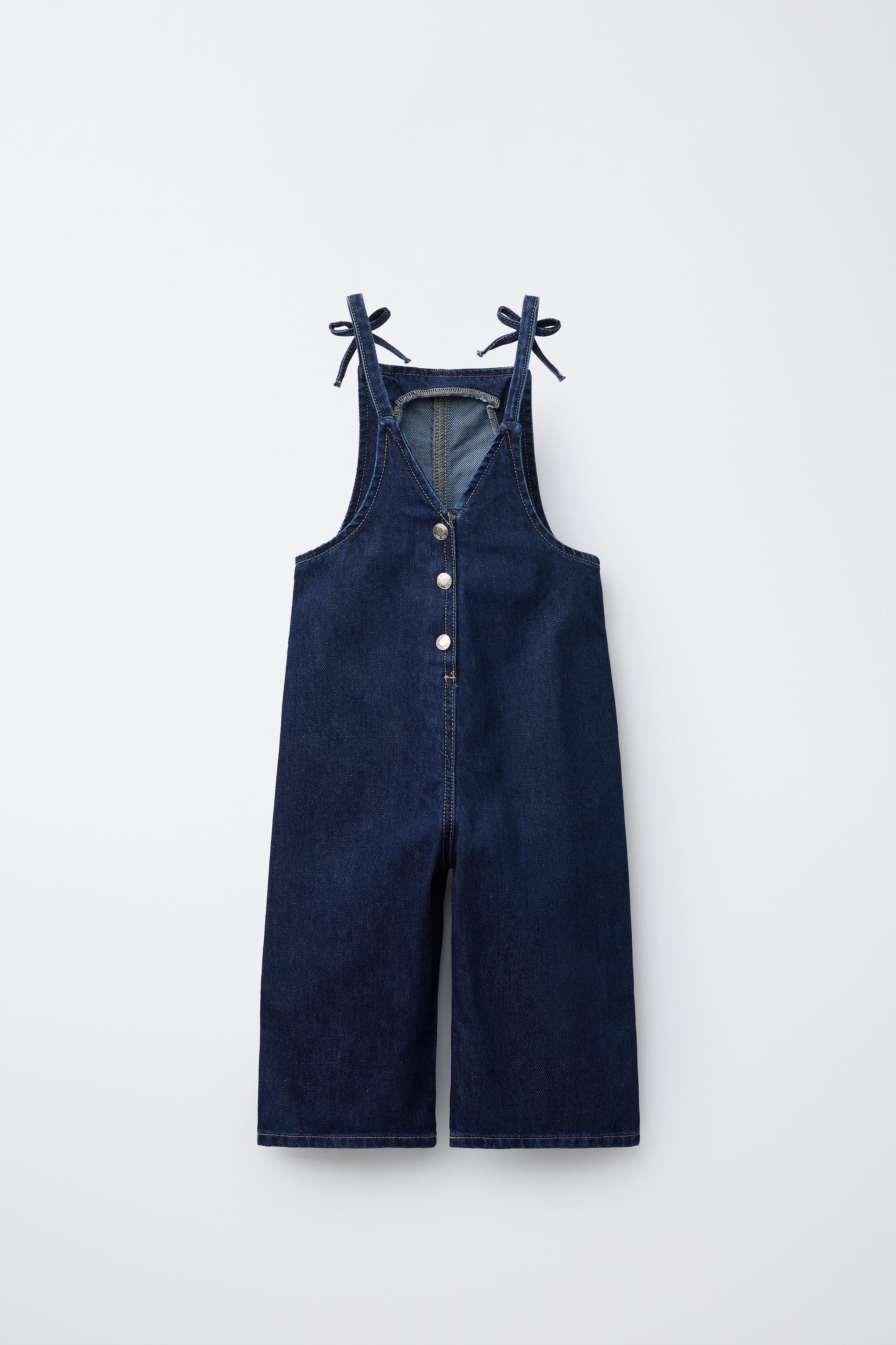 リボン付きデニムオーバーオール - ブルー | ZARA Japan / 日本