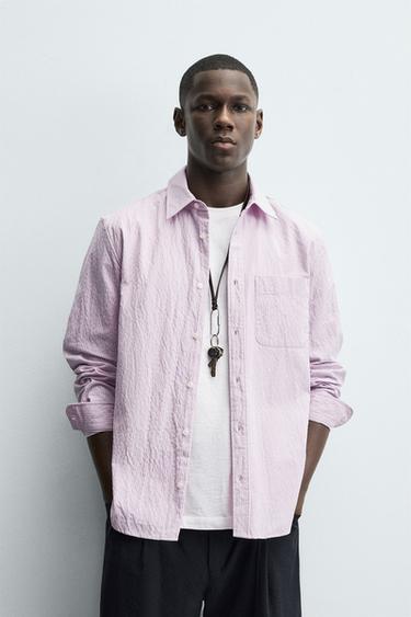 WASHED STRIPED SHIRT - Pink / Mauve by Zara