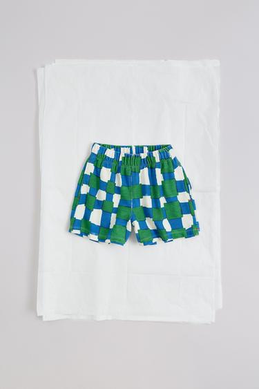 CLARA CEBRIAN © CHECK BERMUDA SHORTS - Blue by Zara