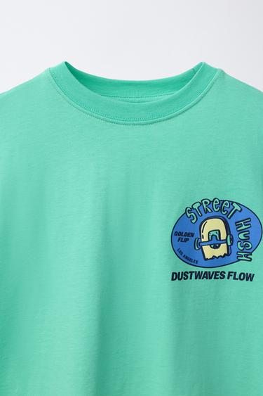 T-SHIRT WITH RAISED PRINT - Green / Blue by Zara - Image 2