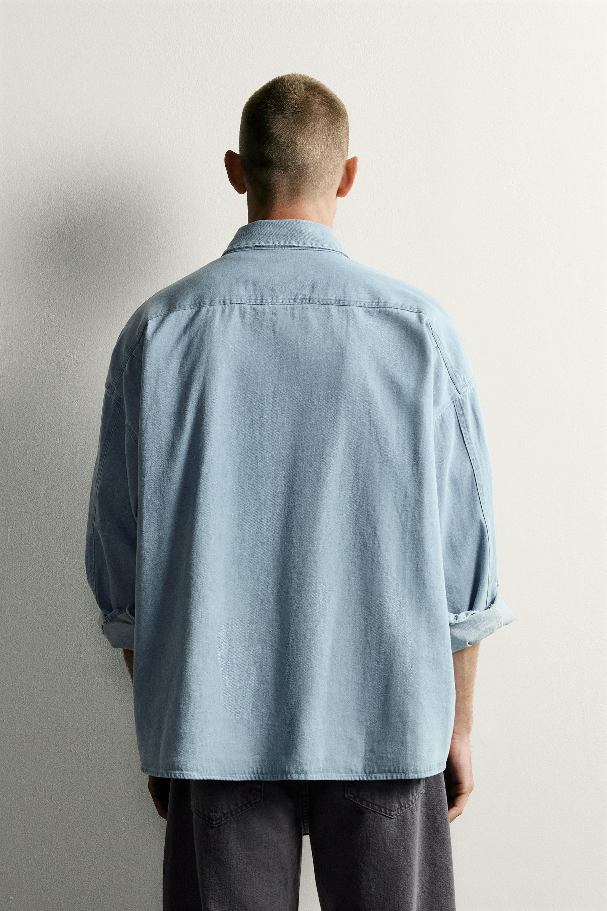 RELAXED-FIT EMBROIDERED DENIM SHIRT
