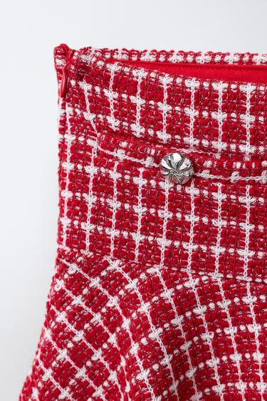 STRUCTURED SKIRT WITH BUTTONS - Red by Zara - Image 2
