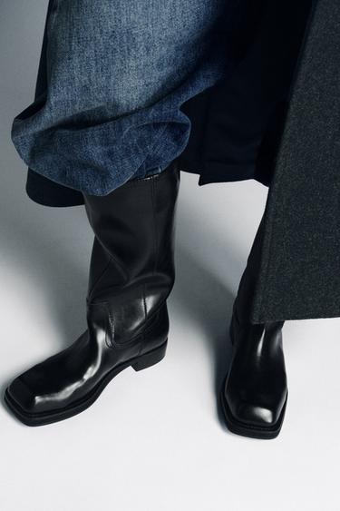 Zara FLAT HIGH SHAFT BOOTS - Black - Image 0