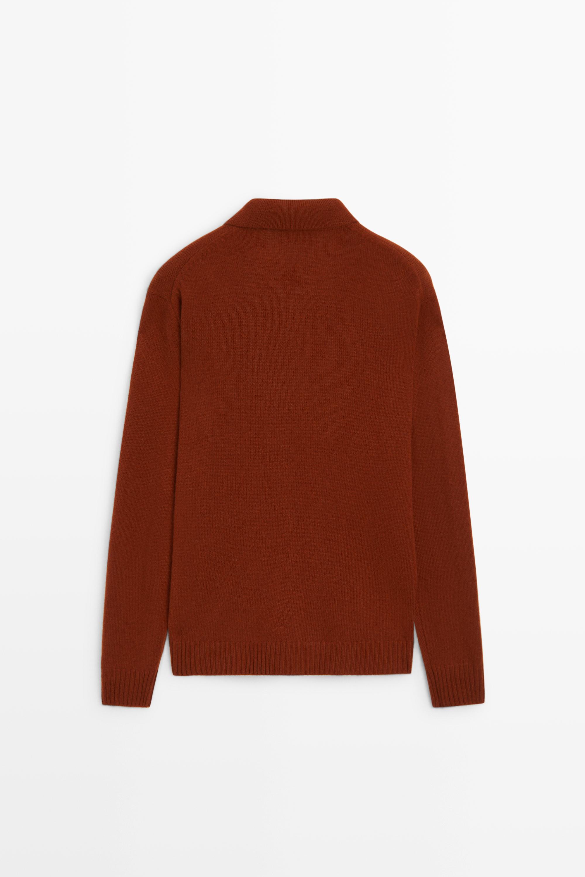 Pull polo en maille boutons mélange de laine