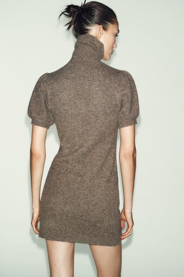 ROBE COURTE EN MAILLE - Marron / Taupe de Zara - Image 5