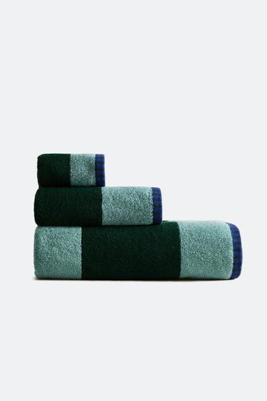 STRIPED COTTON TOWEL X COLLAGERIE - Blue / Green by Zara
