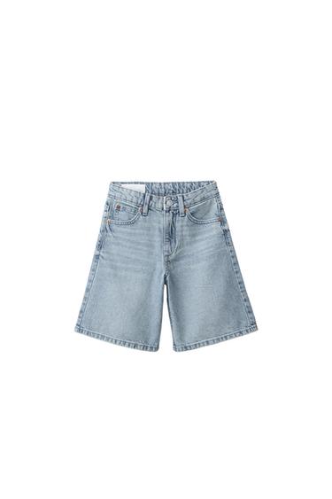 LONG DENIM BERMUDA SHORTS - Blue by Zara