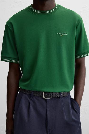 EMBROIDERED SLOGAN T-SHIRT - Green by Zara - Image 5