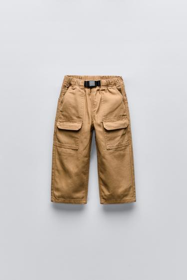 CANVAS MULTI-POCKET TROUSERS - camel by Zara - Image 0