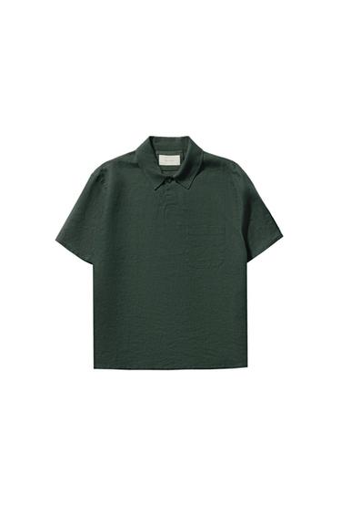 100% LINEN POLO SHIRT - Dark bottle green by Zara