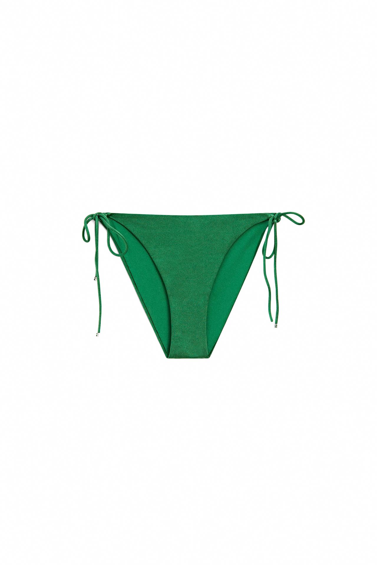 Shiny bikini bottoms with bow — Green