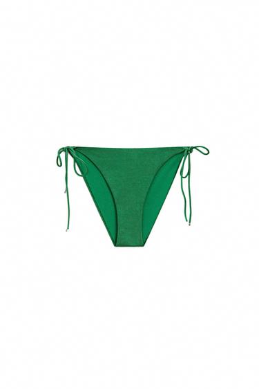 Shiny bikini bottoms with bow — Green 1